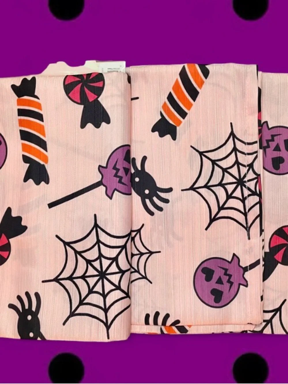 NWT Betsey Johnson Pink Halloween Spooky Spider & Candy Shower Curtain Set